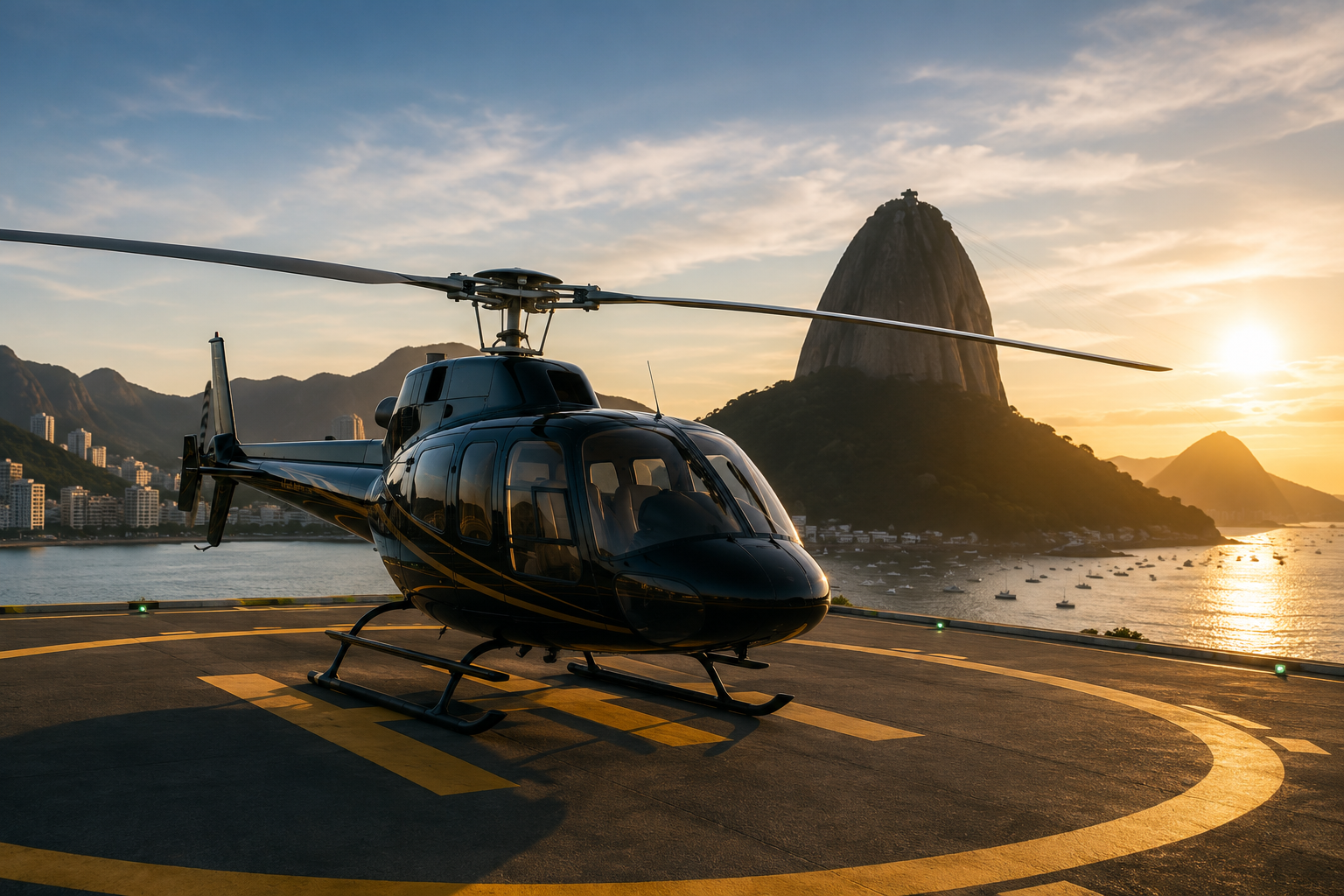 Voo panorâmico de helicóptero sobre o Cristo Redentor no Rio de Janeiro